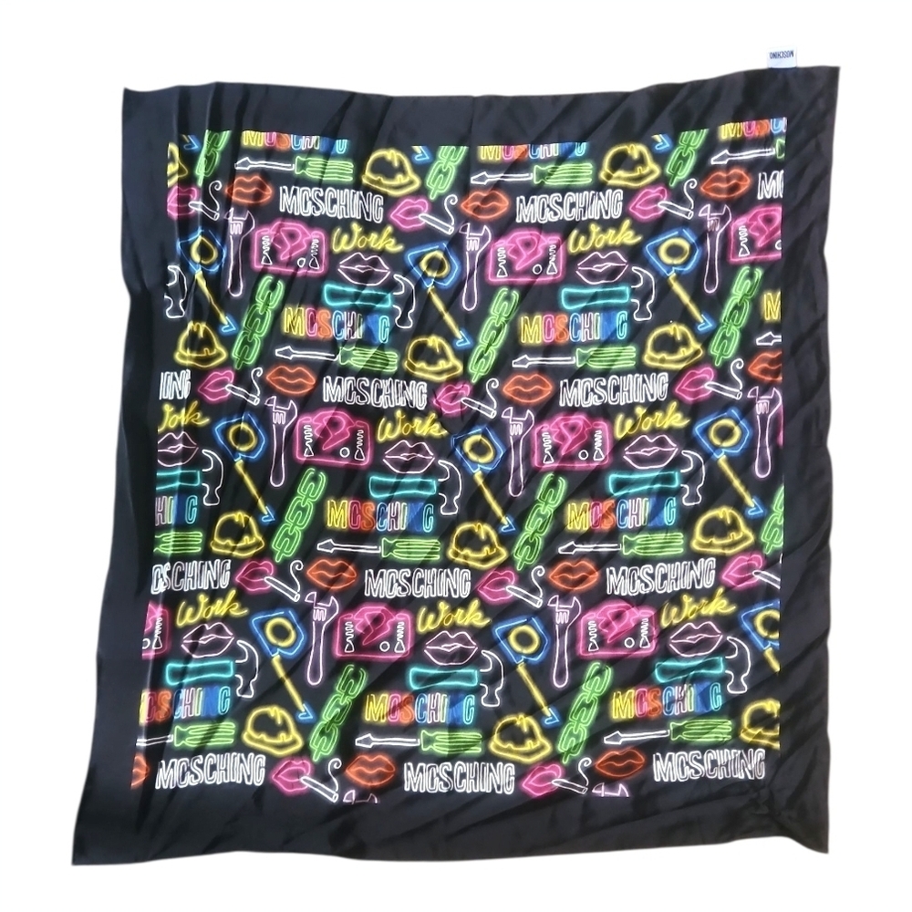 MOSCHINO | S/S 2016 “Work In Progress” Neon Silk Scarf 32”